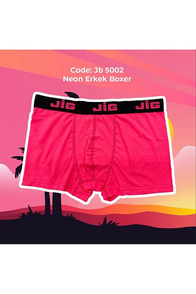 JİG Men's Neon Flexible Lycra Cotton Premium 3-Piece Boxers 3 Pieces