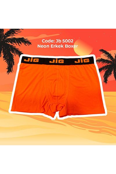 JİG Men's Neon Flexible Lycra Cotton Premium 3-Piece Boxers 3 Pieces