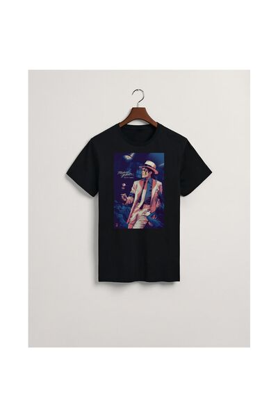 MarkaTurko Michael Jackson-305-93tricou negru din bumbac pieptănat cu design special