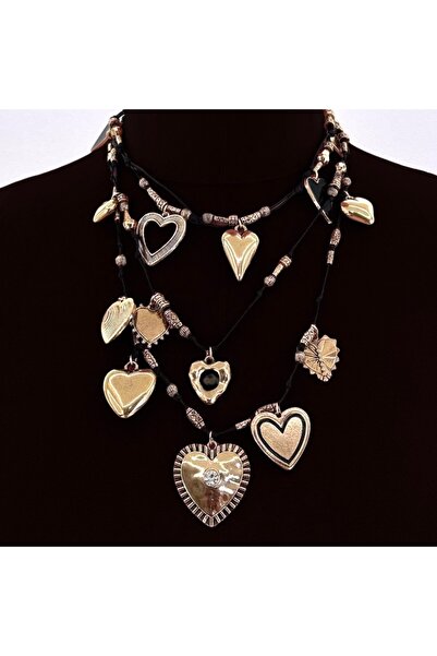 neslyaccessories Antik Gold Eskitme Efektli Vintage Charmlı Kolye