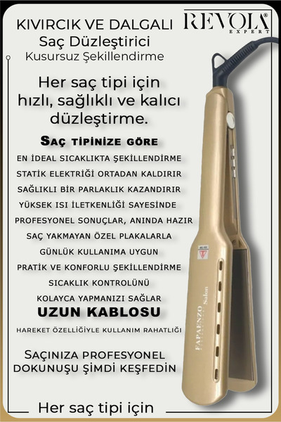 REVOLA EXPERT Fapaenzo Salon950 ° C Titanium Digital Display Hair Straightener Tongs - Keratin & Protein