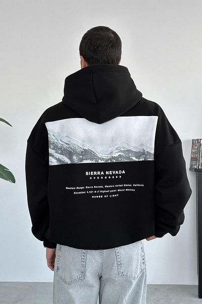 HAFKAGİYİM Унисекс черен суитшърт с качулка Sierra Nevada Oversize Relaxed Cut