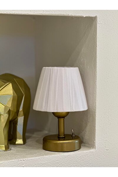 Maison Avf Osmanlı İpeği Beyaz Kumaş Pileli Kablosuz Masa Lambası -Alt Eskitm...