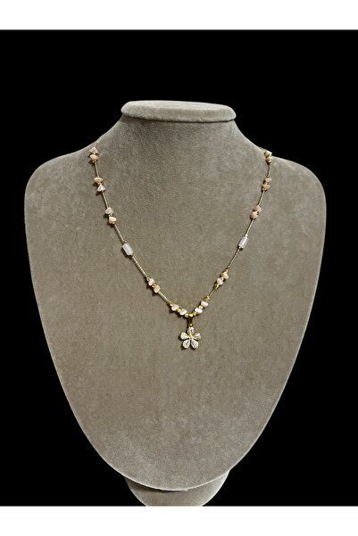 AURA GARDEN Kristal Çelik Çiçek Kolye