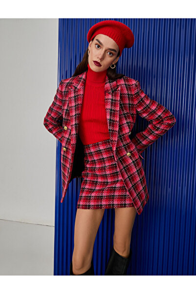 Koton Plaid Mini Skirt Slim Cut