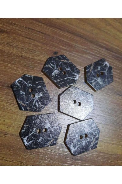 Beyna Buton maro închis cu model asimetric de 2,5 cm - două găuri, 6 bucăți 1 pachet