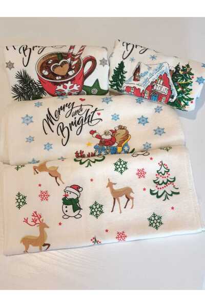 Grace Time (SPECİAL CANDLE TİME) Yeni Yıl, Yılbaşı Desenli Hediyelik El, Mutfak Havlusu