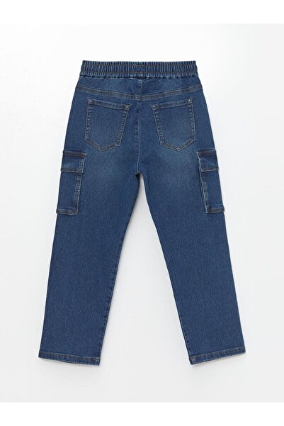 LC Waikiki Kids İndigo Beli Lastikli Erkek Çocuk Kargo Jean Pantolon