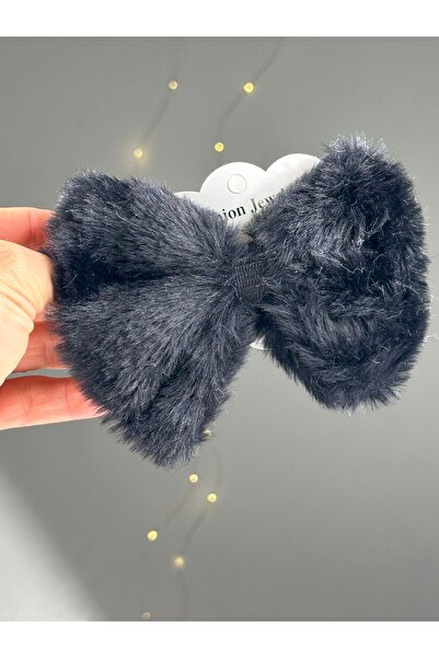 Chocuk Kadın Tüylü Peluş Pofuduk Fiyonk ve Kurdaleli Otomatik Klipsli Şık Saç...