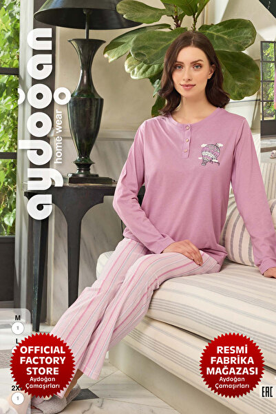 Aydoğan Women's Lilac Pajamas Set - Atlas Placket, Long Sleeve B8-4 Aydogan ®