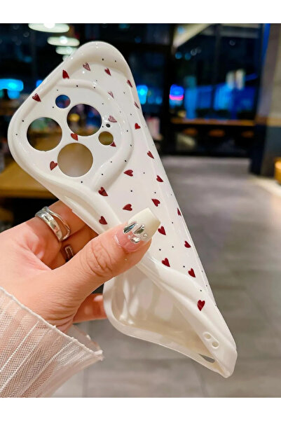 KVK PRİVACY Apple iPhone 13 Pro Compatible Case Red Love Heart Shock Resistant Soft Silicone Cover