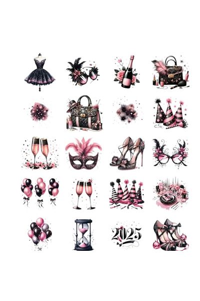Major Selection Σετ αυτοκόλλητων με θέμα το 2025 vintage y2k pink black lover 20's
