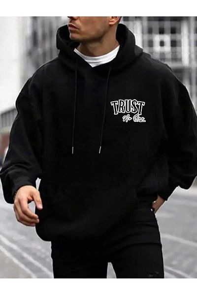 Elfa Tekstil Trust No One Front Printed Hooded Sweatshirt