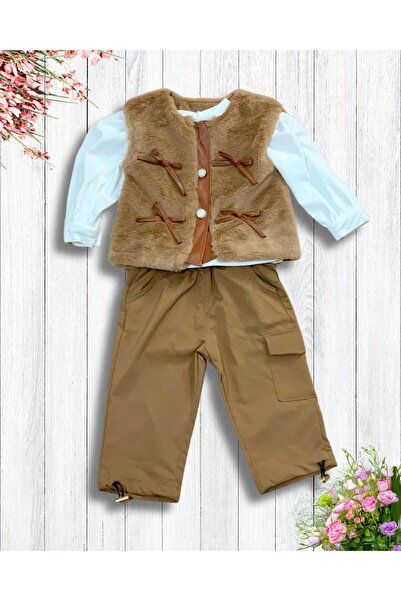 YusGos Baby Girl Monthly Pants Plush Vest Combed Cotton Sweat Set