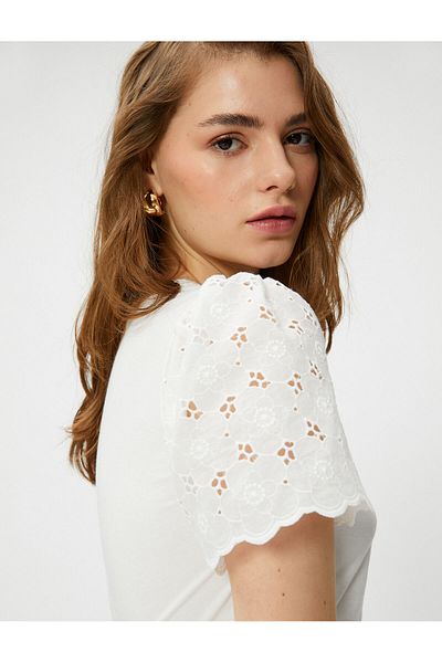Koton Tricou cu Detaliu Brode pe mâneci