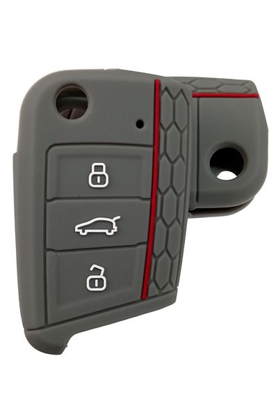 Kasey For Skoda Octavia A7 Mqb Polo 6 Golf 7 Seat - Silicone Key Controller & Case, Auto Keyring Grey