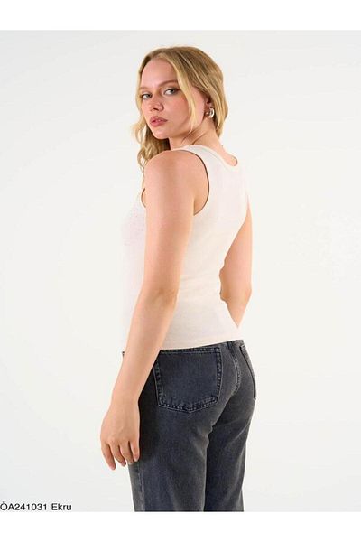 Qu Style Halter Collar Stone Tank Top