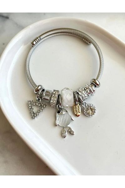 AseLJewellery Fish Charm Steel Bracelet White-Pink-Green-Blue