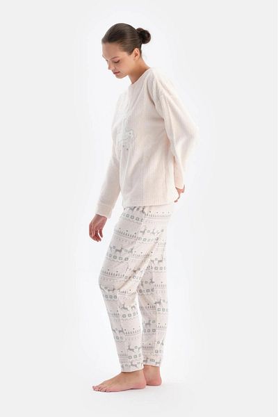 Dagi Christmas New Themed Soft Pink Deer Six Yards Printed Pajamas Set