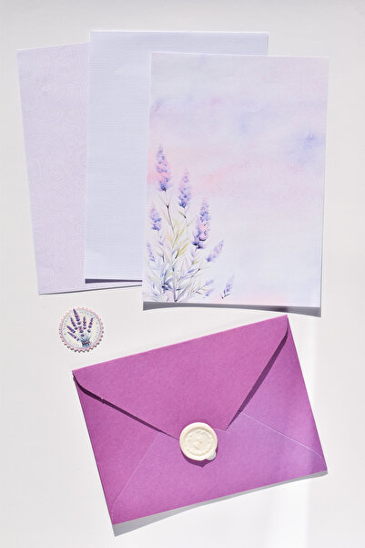 GÖKÇETasarım مجموعة رسائل مختومة مع مظاريف أرجوانية / هدية، سجل القصاصات