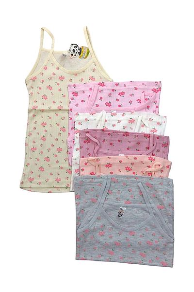Derby 4 Pcs Cotton Ribs Undershirt for Girl - with Rope Strap and Assorted Colors