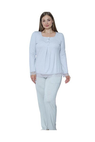 LİMİSSİ Limissi Viscose Melisa Gray Pajama Set 100% Cotton