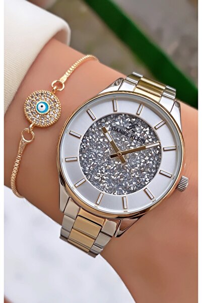 Daniel Klein Brand Yellow Silver Color Women's Wristwatch - Bracelet