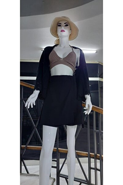 Bohem Stil Tricotat pentru femei cu mâneci, cu ciucuri, șal Bolero