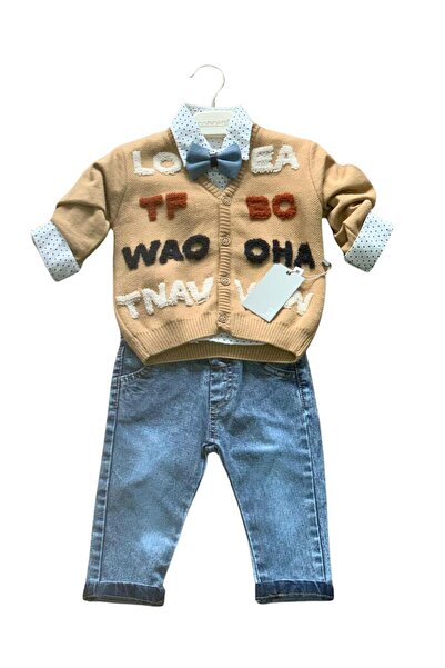 YusGos Baby Boy Monthly Cardigan Shirt Pants and Embroidered Suit with Bow Tie