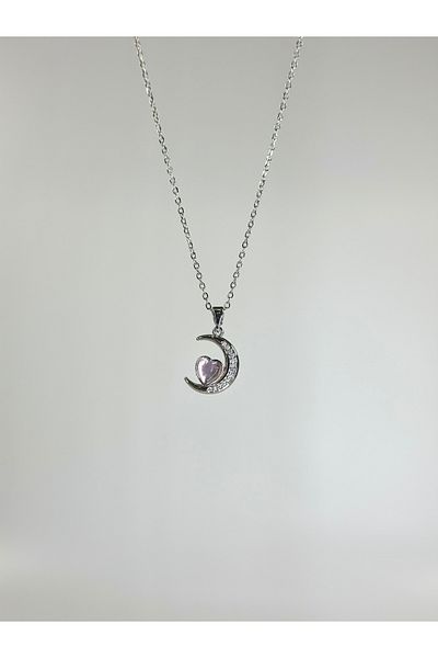 Store 316L Moon Love Silver Color Steel Necklace