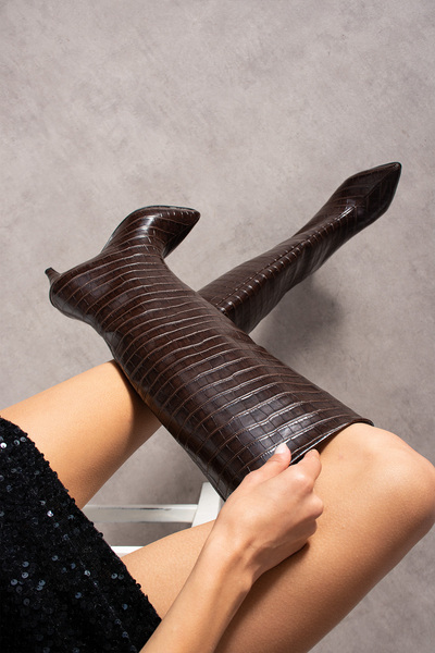Noe Agent Brown Crocodile Boots