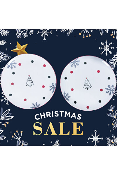 Ganita home Newyear Polka Dot Round Cake Plate - 2-Piece Plate 19 cm