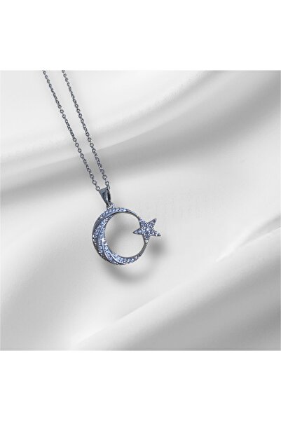DELLS ACCESSORY Moon Star Necklace with Stones