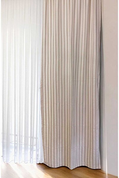 HOME ART ATELIER hand made Doğal Vintage Kalın Şerit Sütlü Kahve Çizgili Kete...