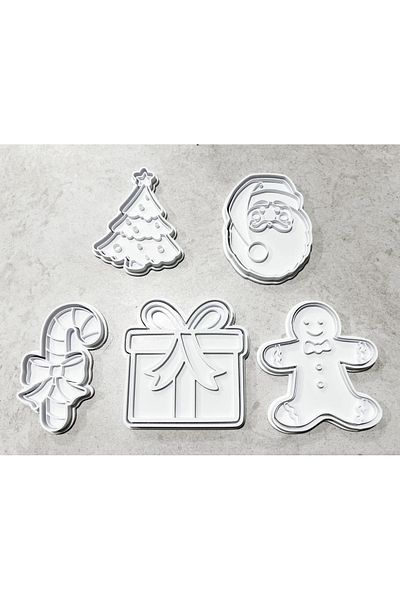 ARES CRAFT 5 Pieces Christmas Themed Cookie Mold Set