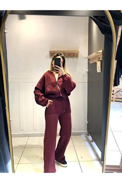 Gözde Tasarım Butik بدلة رياضية نسائية باللون الأسود مكونة من 3 خيوط