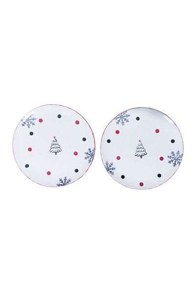 Ganita home Newyear Polka Dot Round Cake Plate - 2-Piece Plate 19 cm