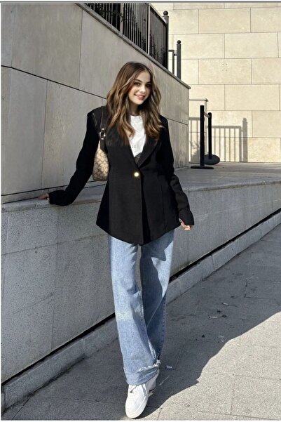 HYC Jachetă blazer din țesătură cu cusături, căptușită, cu un singur nasture