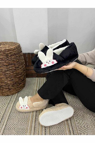 Behtah Kundura Papuci de damă ultra-ușori și confortabili - Botine cu model, figurine de iepure, cizme calde de lână pentru acasă
