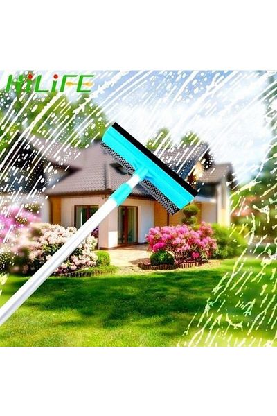 SAVA HOME COLLECTİON Sava Home ®   Practical Telescopic Handle Easy Glass Cleaning Tool with Sponge and Squeegee