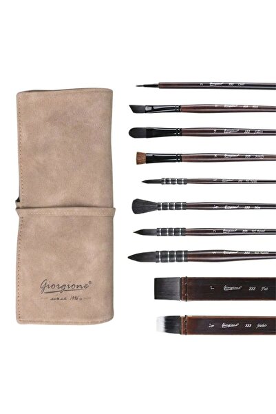 Art Tone Giorgione Porfesyonel Fırça Seti Bez Rulo Çantal Hediyeli 10lu Mix