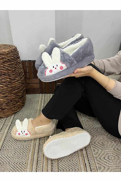 Behtah Kundura Papuci de damă ultra-ușori și confortabili - Botine cu model, figurine de iepure, cizme calde de lână pentru acasă