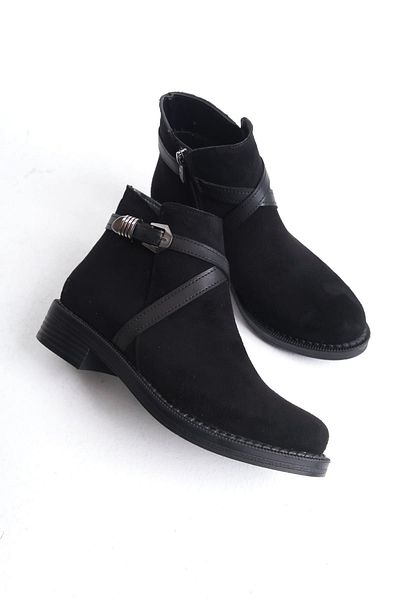 BZ Moda Γυναικείες μπότες ALMILA Orthopedic Suede - με φερμουάρ, ελαστικό και ανθεκτικό στο κρύο ST Μαύρο