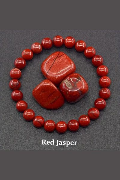 NBS Beautiful Naturel Stones سوار من الحجر الطبيعي جاسبر مقاس 8 مم - هادئ، روح، بداية جديدة، حماية