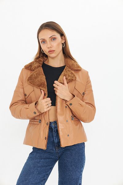 By Marki Marki 63 cm Brown Leather Coat - Fur Inside, Belt, Vintage and Luxury - 111422