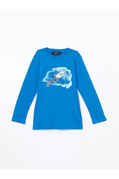 LC Waikiki Σετ πιτζάμες για αγόρια LCW Kids Blue Crew Neck
