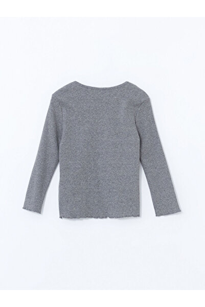 LC Waikiki LCW Παιδική λαιμόκοψη με μακρυμάνικο εμπριμέ μπλουζάκι για κορίτσια