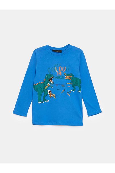 LC Waikiki Set de pijamale pentru copii LCW Kids Blue Crew Neck pentru băieți