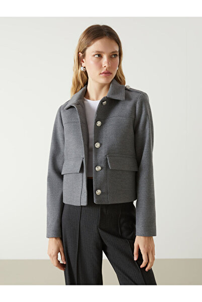 LC Waikiki LCW Vision Gömlek Yaka Süet Kadın Ceket