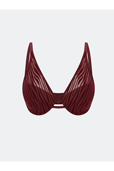 LC Waikiki Burgundy Underwire Unpadded Patterned T-Shirt Bra